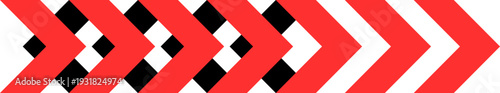 Dynamic red and black arrow pattern on white