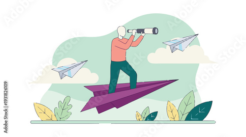 Conceptual image of business vision, strategy, and future exploration