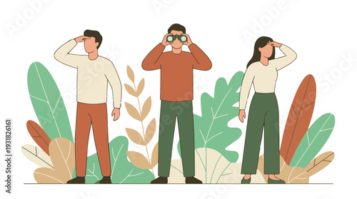 People searching, observing, and exploring future opportunities outdoors