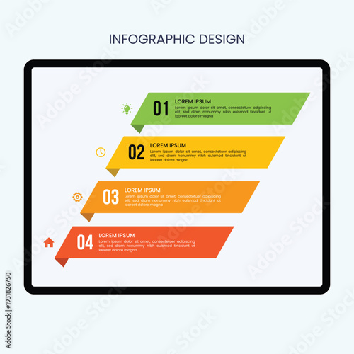 Modern line step business infographic design template set featuring vector elements