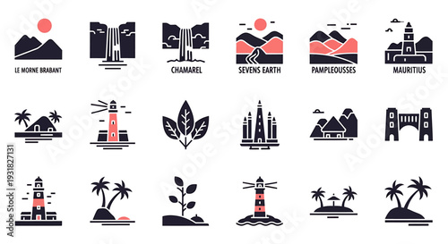 Iconic Architecture Landmarks Silhouette Iconography Collection.