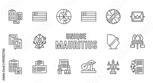 Mauritius Technical Icon Set of Geometric Symbols.