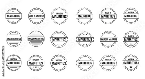 Made in Mauritius stamp seal circular badge emblem collection.