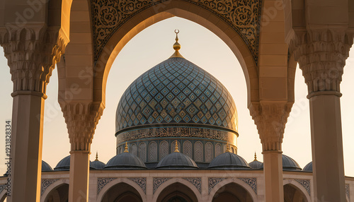 Grand mosque architecture with marble domes and minarets in Abu Dhabi and Muscat showcasing Islamic landmark design under clear sky 2026