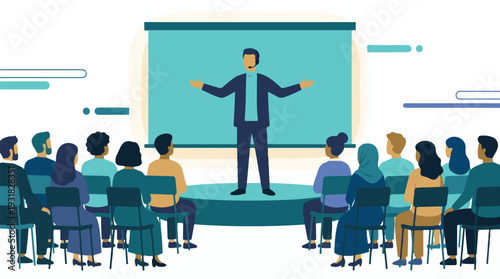 Professional Speaker Presenting to Diverse Audience at Business Conference