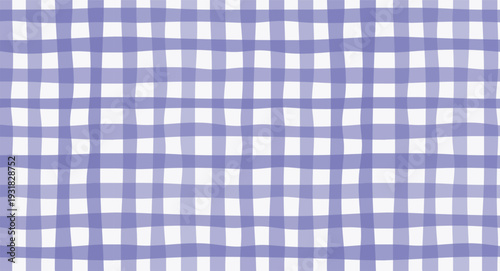 Seamless violet and purple gingham check pattern with watercolor texture. Hand painted plaid background for fabric, wallpaper, packaging and stationery design.
