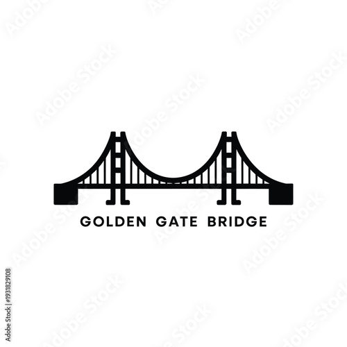 Minimalist black and white illustration of the golden gate bridge