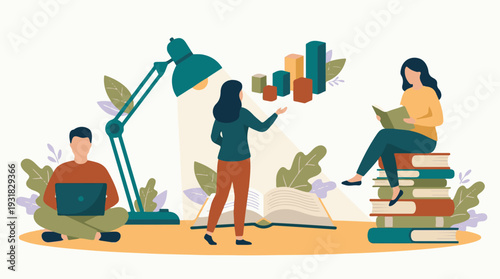 Knowledge, Data, and Digital Learning Scene with People and Technology