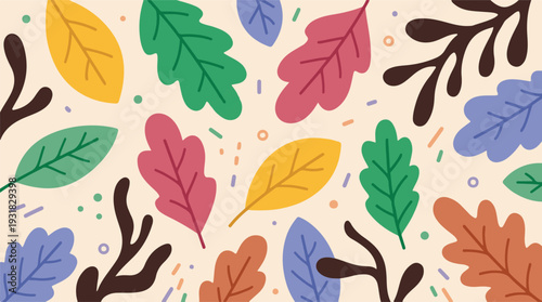 Colorful Autumn Leaves Seamless Pattern Background for Fall Season Design
