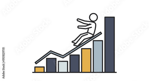 Man Climbing Bar Graph.