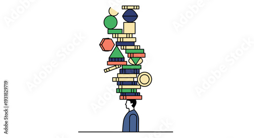 Man with Books Objects.