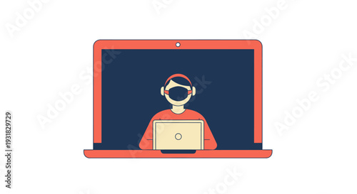 Man Working on Laptop.