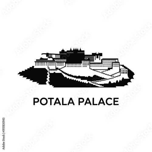 Silhouette of the potala palace in lhasa tibet with text below