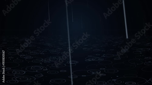 Perspective Rain Drops on Ground Animation 1080p Seamless Loop