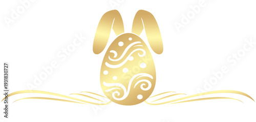 vector illustration of an easter day background with bunny eared golden easter egg