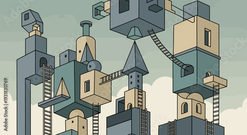 Surreal City Architecture Towers.