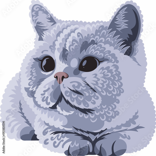 cute british shorthair blue cat icon with round face plush fur isolated on white background