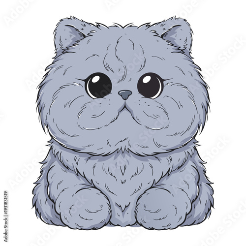 cute british shorthair blue cat icon with round face plush fur isolated on white background