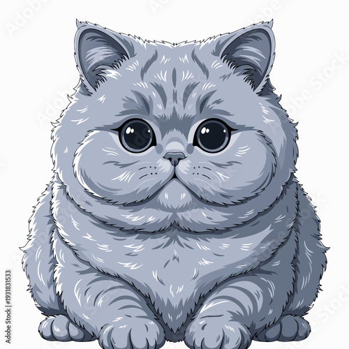 cute british shorthair blue cat icon with round face plush fur isolated on white background