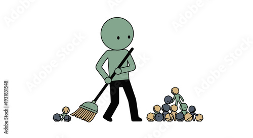 Man Cleaning Up Balls.