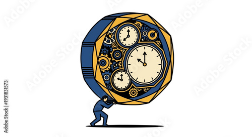 Man pushing large clock.