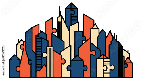 City Skyline Puzzle Pieces.