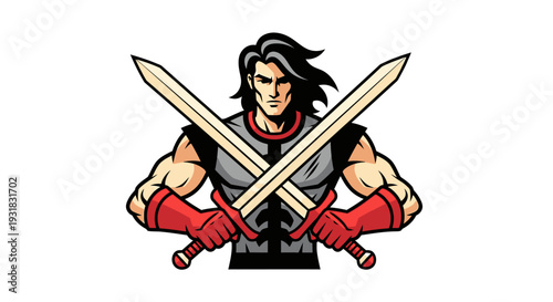 Warrior with crossed swords.