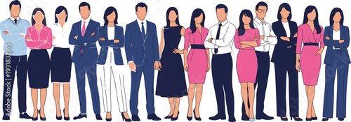 Business people team standing together, diverse corporate professionals group in formal wear, office 