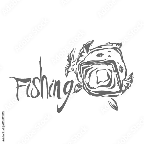 fishing writing with a silhouette of a fish devouring with its mouth open