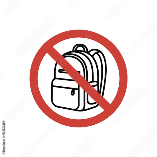 No backpacks allowed a prohibition sign featuring a school bag