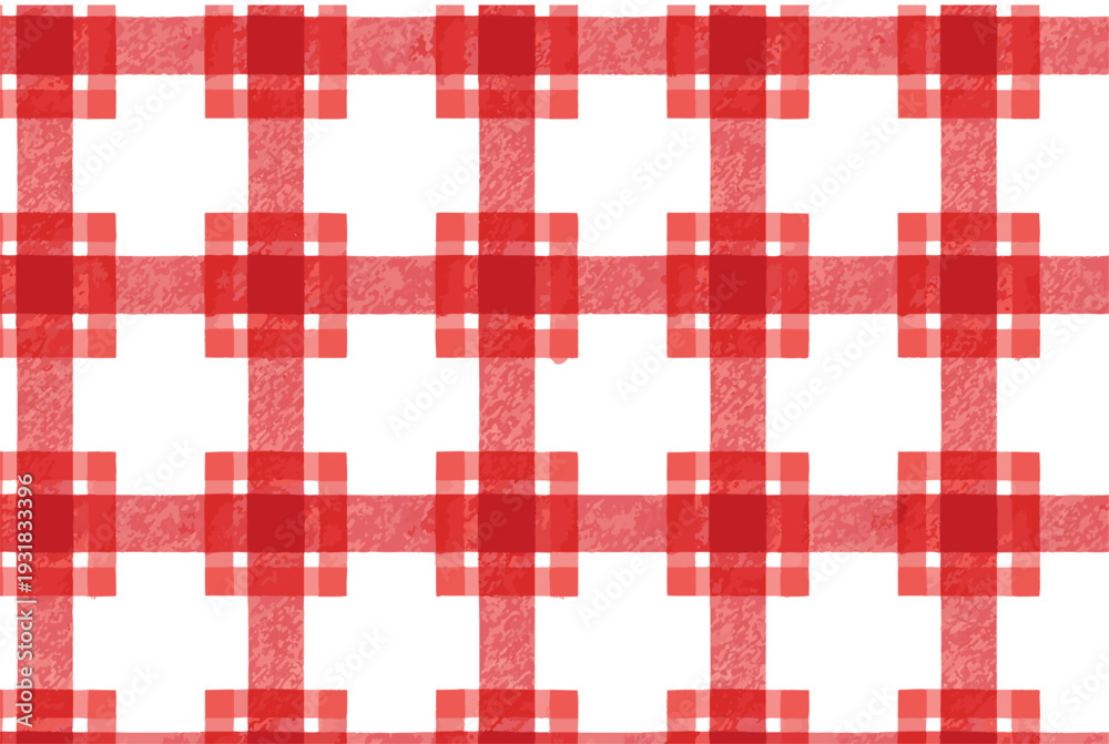 Obraz premium Red Watercolor Plaid Seamless Pattern Set, Hand-Painted Gingham Check Background with Artistic Texture for Picnic, Textile and Holiday Design