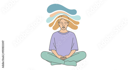Woman Meditating Peacefully.