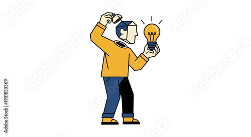 Man with light bulb.