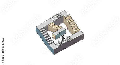 Isometric office building layout.