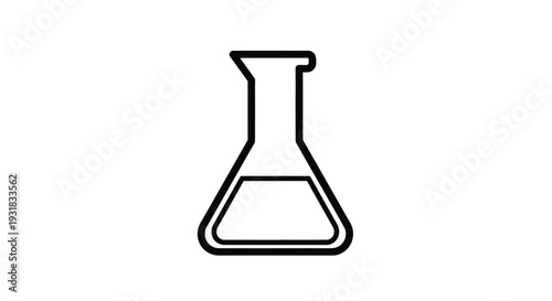Simple line drawing of an erlenmeyer flask on a white background