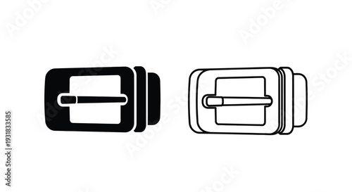 Two black and white illustrations of a belt buckle design