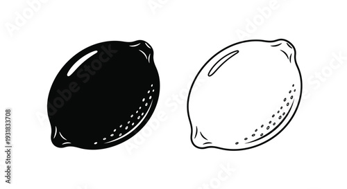 Two lemons one solid black and the other a white outline