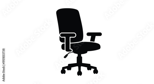 Simple black silhouette of an office chair with a five star base