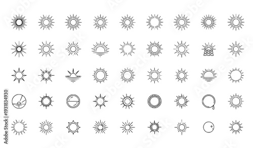 Solar and weather sun icon vector collection