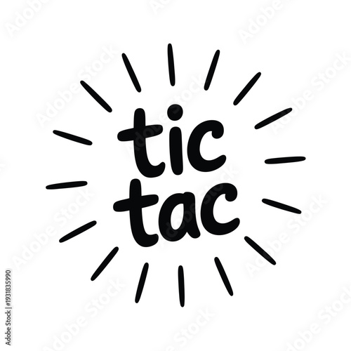 Black and white illustration of tic tac with radiating lines