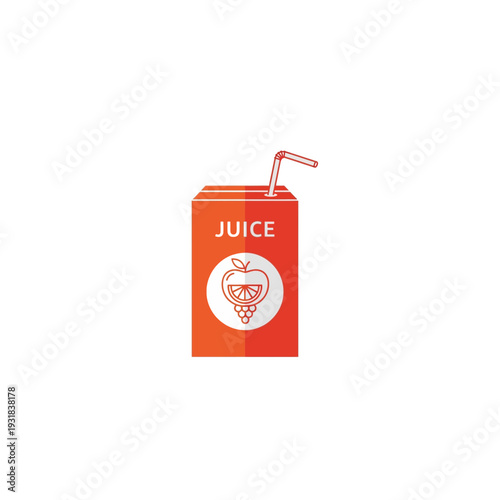 A carton of juice with a straw