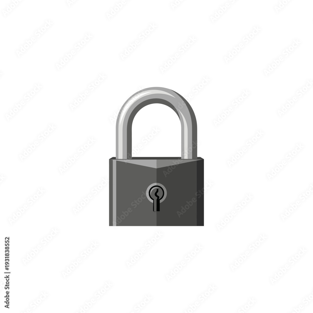 Fototapeta premium A gray padlock with a silver shackle and keyhole