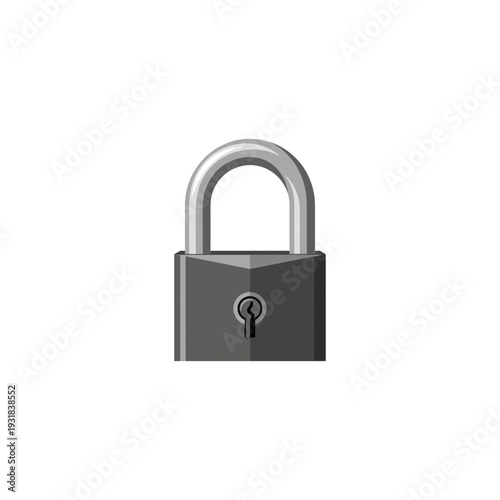 A gray padlock with a silver shackle and keyhole