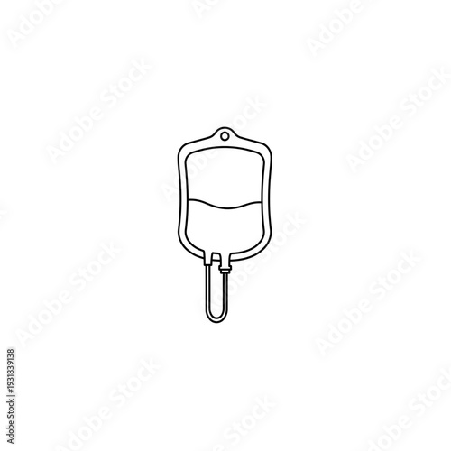 A medical iv bag with a tube attached