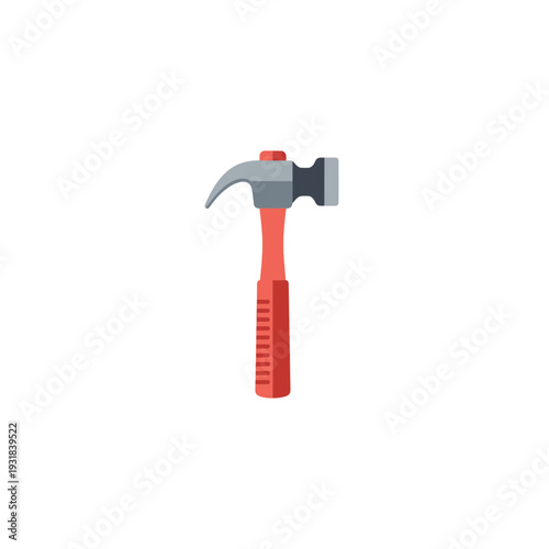 A hammer with an orange handle and gray head