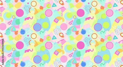 Wallpaper Mural Vibrant pastel memphis pattern with geometric shapes and colorful abstract background Torontodigital.ca
