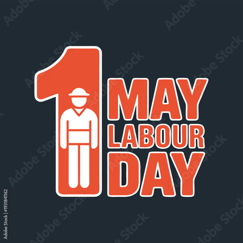 May day celebration graphic featuring a worker silhouette and number one
