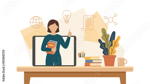 Online Education and Distance Learning Concept Illustration