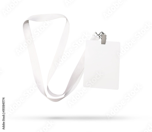 Set. Plastic badge. ID card with white ribbon. Template designed for employees and guests of company. Can be used for shows, events, concerts and performances. Or for speakers and organizers. png