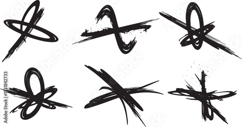 Black Solid Water Fountain Light Silhouettes Set of Six on White Background